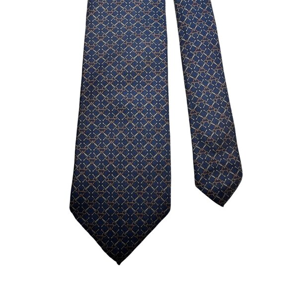 Guy Laroche Paris Navy Blue Patterned Silk Tie Cravates Luxury Formal Wear - Picture 2 of 7